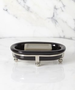 Moderna Soap Dish Black Porcelain Freestanding